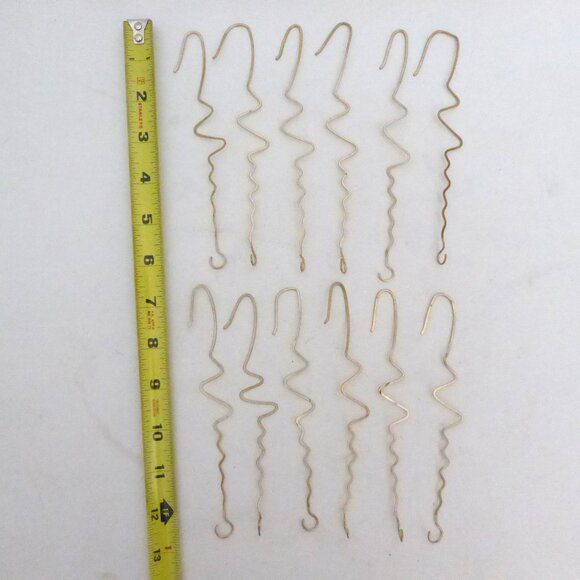 VINTAGE 6.25” SOLID BRASS CHRISTMAS TREE ORNAMENT HANGER LOT OF 12 - Picture 2 of 7